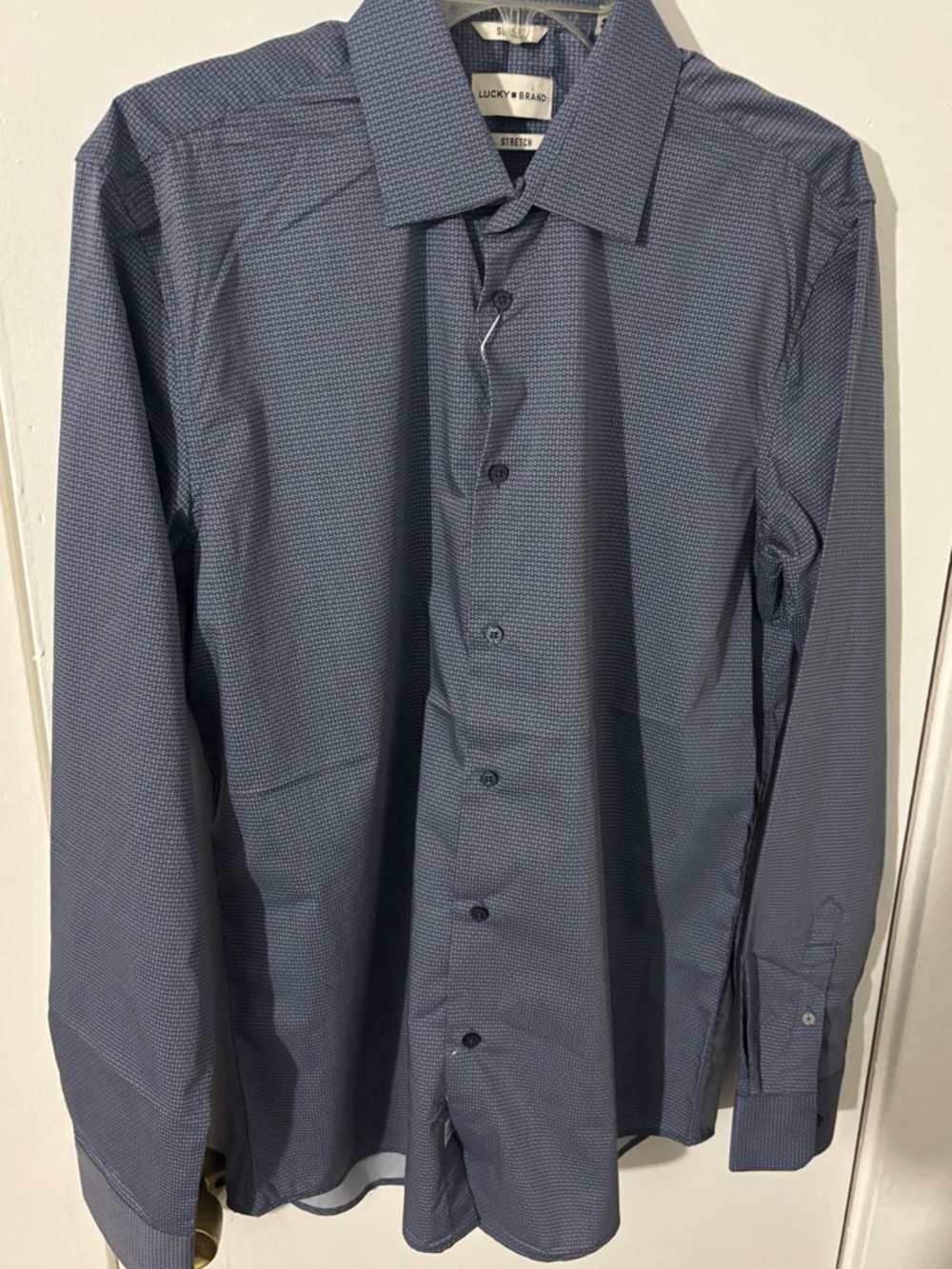 Lucky Brand Men's Navy Micro-Pattern Dress Shirt